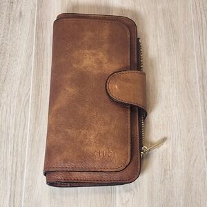 Cluci Trifold Vegan Leather RFID Protection Brown Wallet